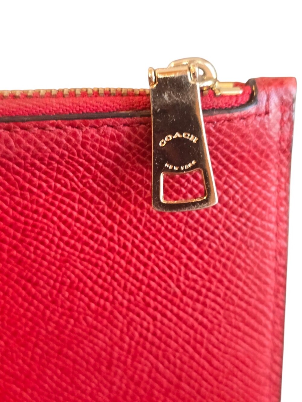 Coach Crosby Red Crossgrain Leather Slim Zipper Pouch - Picture 4 of 6